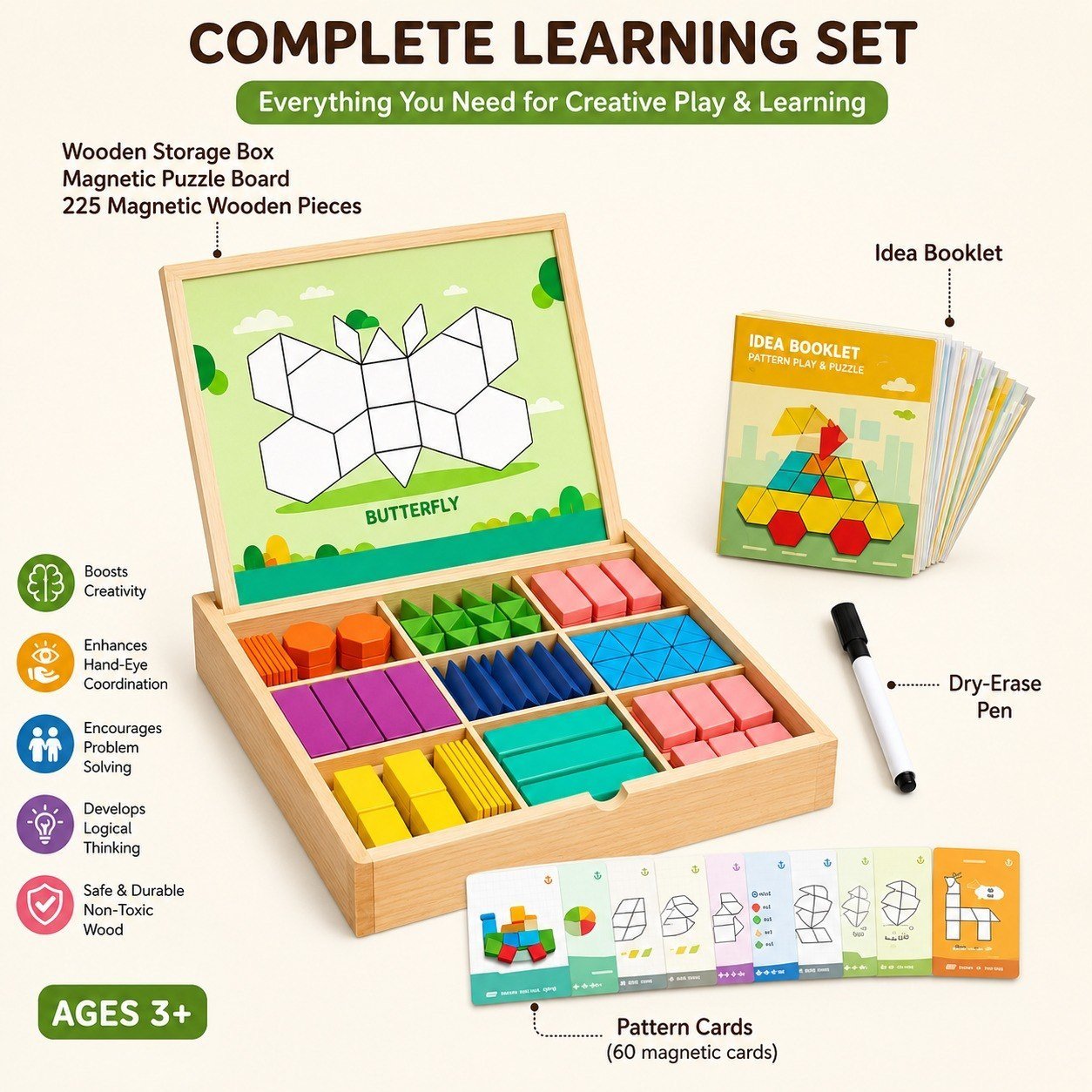 Wooden Magnetic Geometry Puzzle