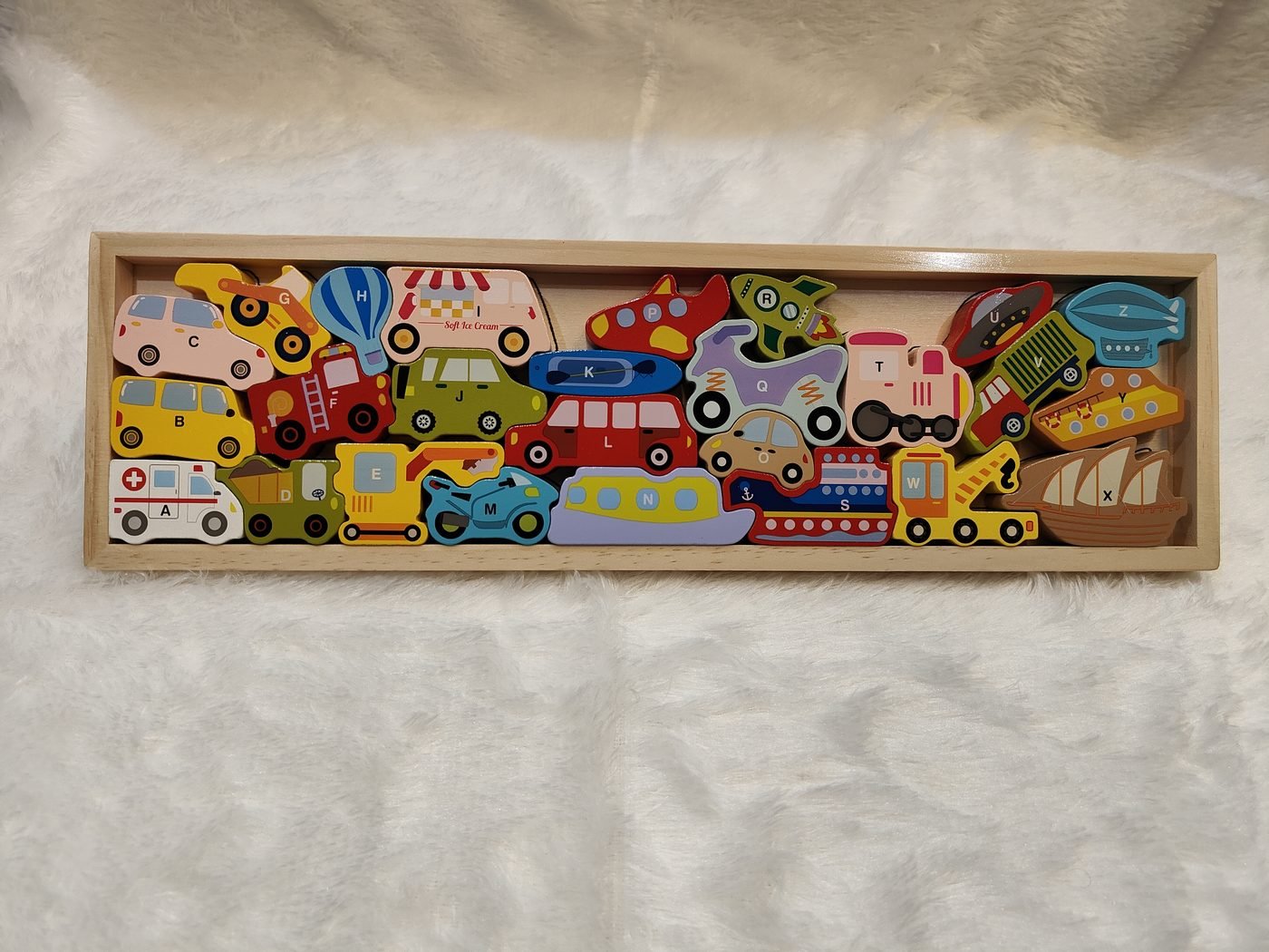 Little Roots A to Z Wooden Alphabet Vehicle Puzzle
